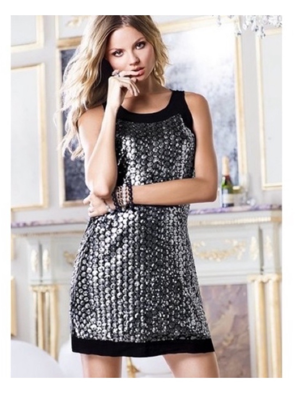 Victoria's Secret Black and Silver Sequin Mini Dress